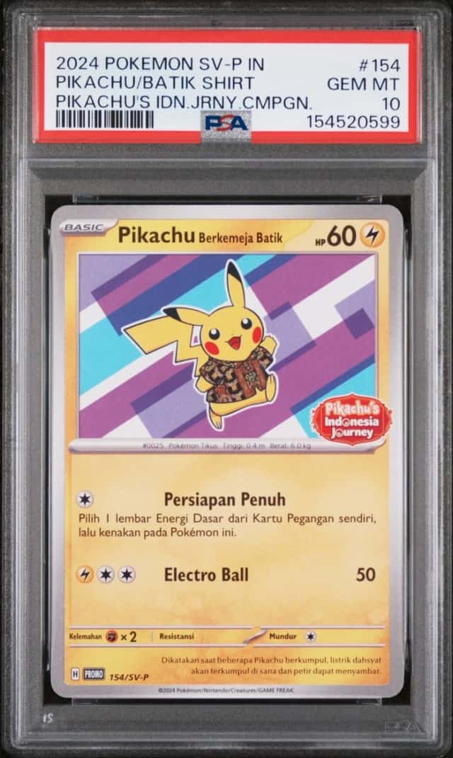 Pokemon Pikachu In Batik Shirt Indonesian Journey Campaign Promo 154 PSA 10