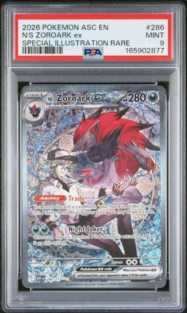 PSA 9 - N's Zoroark ex 286/217 Special Illustration Rare Pokemon Ascended Heroes