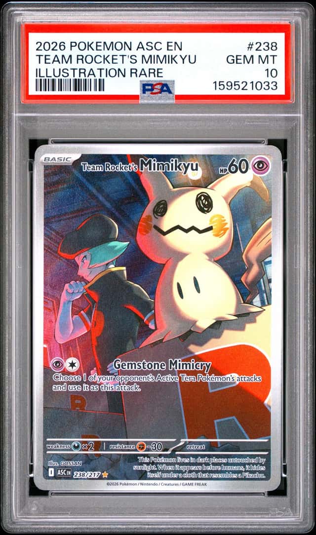 2026 POKEMON ASCENDED HEROES ILLUSTRATION RARE #238 TEAM ROCKET'S MIMIKYU PSA 10