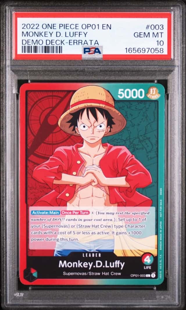 2022 ONE PIECE OP01-ROMANCE DAWN DEMO DECK-ERRATA #003 MONKEY D. LUFFY PSA 10