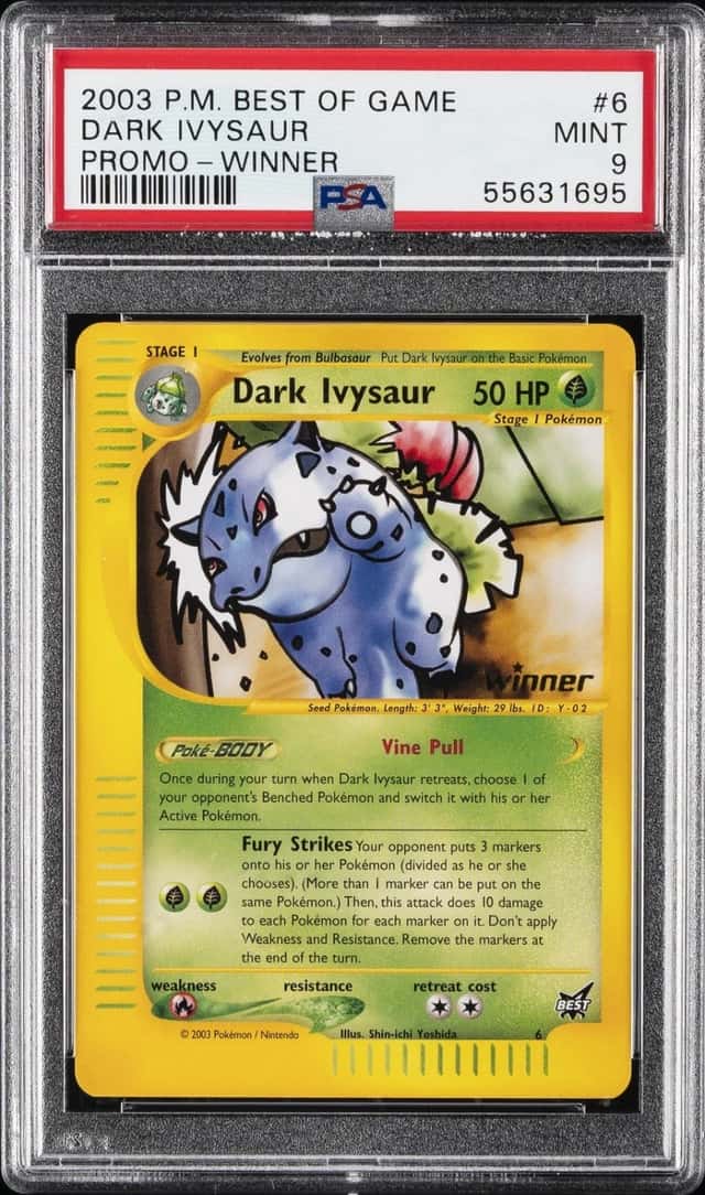2003 POKEMON BEST OF GAME PROMO WINNER #6 DARK IVYSAUR PSA 9