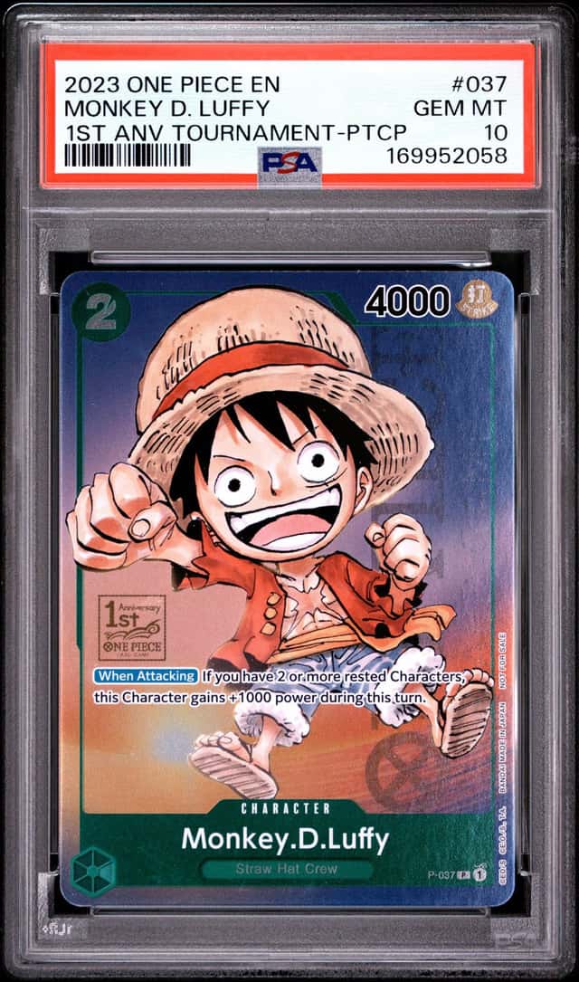 2023 ONE PIECE 1ST ANNIVERSARY TOURNAMENT #037 MONKEY D. LUFFY PSA 10