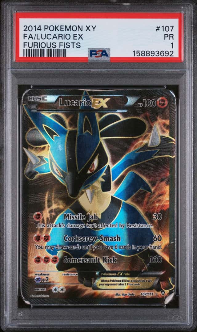 2014 Pokemon XY FA/LUCARIO EX Furious Fists PSA 1 