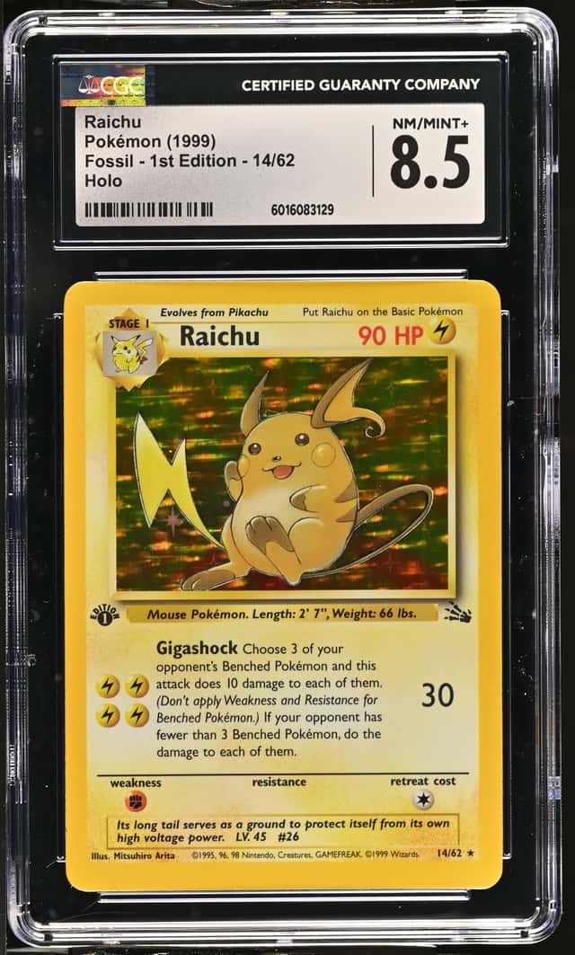 1999 Raichu Fossil 1st Edition 14 /62 Holo Rare CGC 8.5 Pokémon TCG 