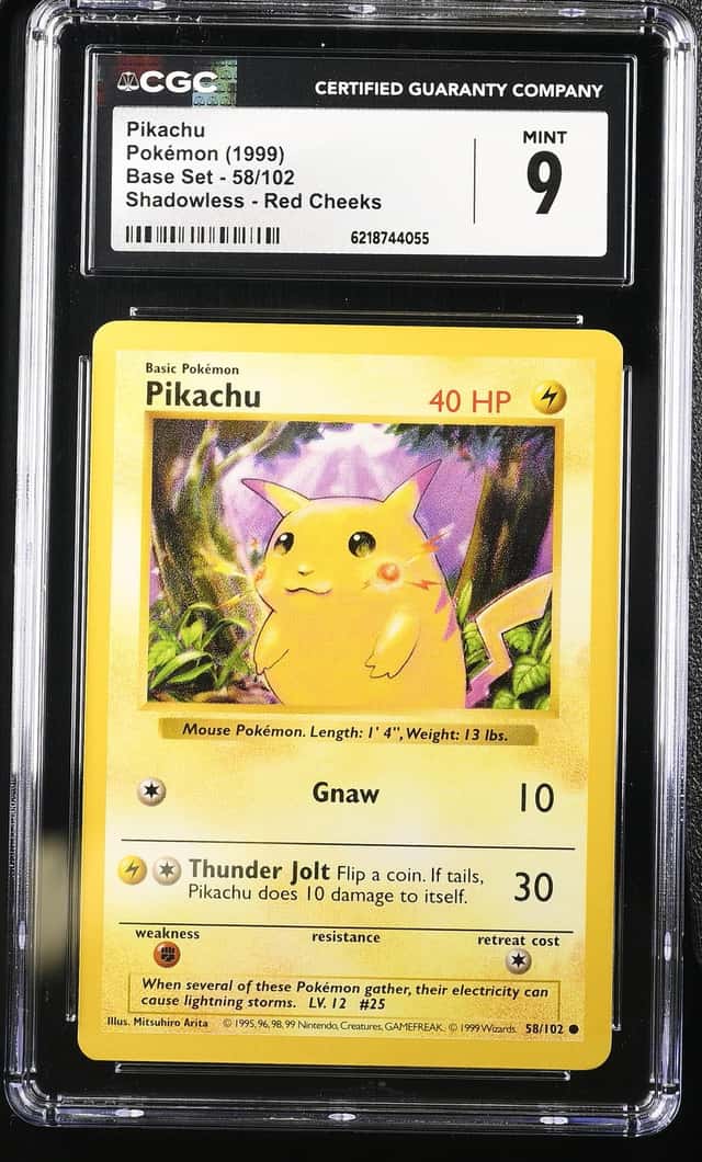 1999 Pokemon Base Set Shadowless Red Cheeks Pikachu #58 CGC 9 MINT