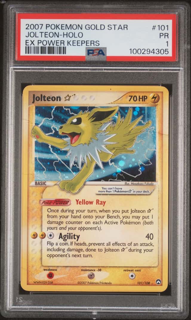 2007 Pokemon Gold Star Jolteon Holo EX Power Keepers PSA 1 