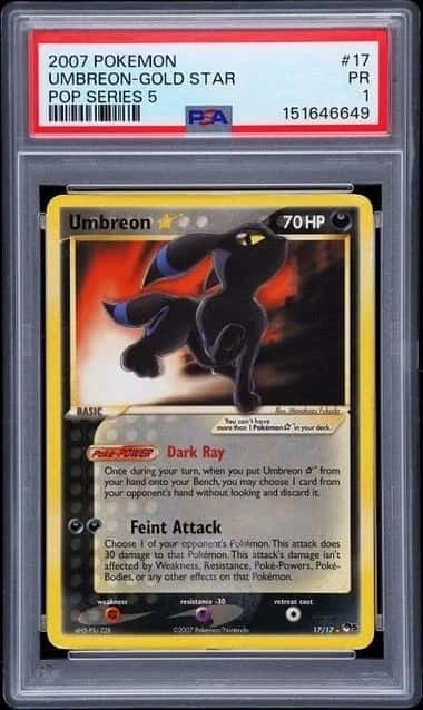 2007 Pokemon Gold Star Umbreon Holo POP Series 5 PSA 1