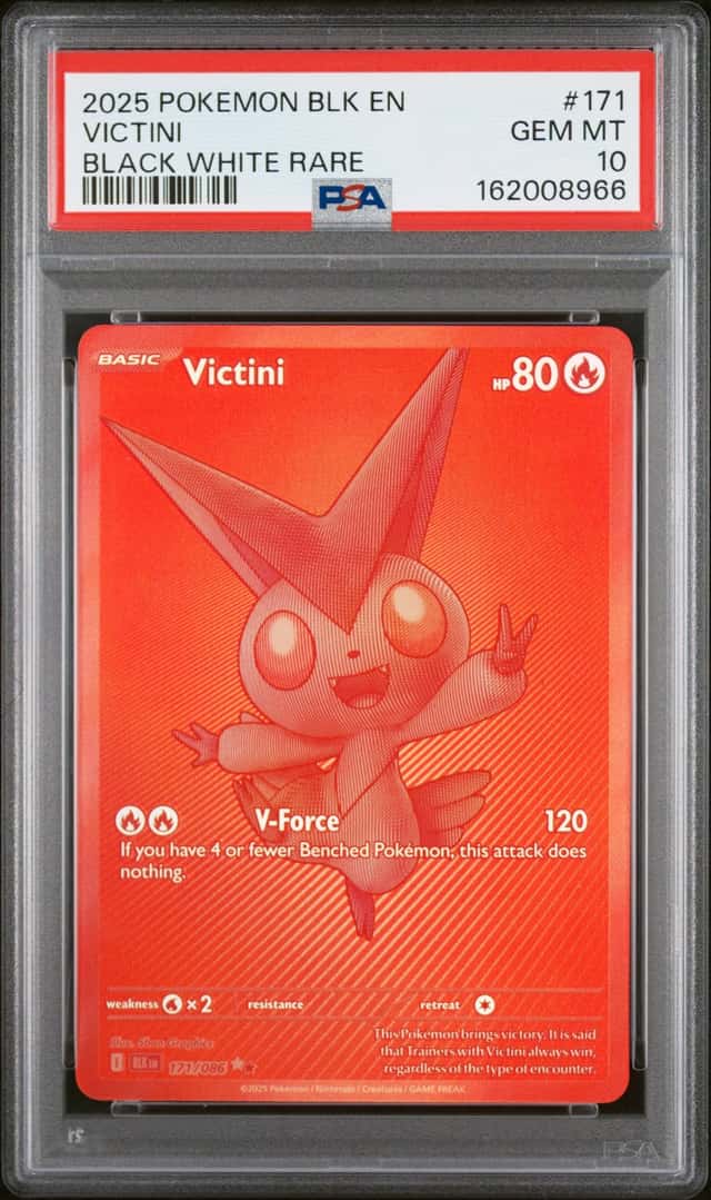 2025 Pokemon BLK EN Black Bolt Black and White Rare #171 Victini PSA 10 GEM MINT