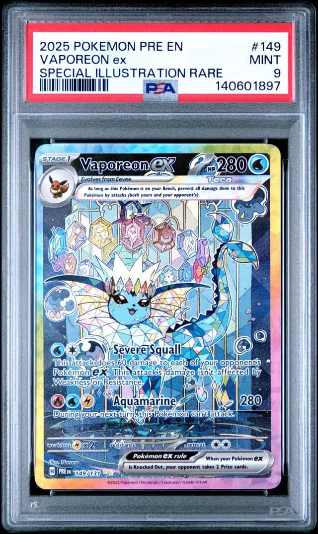 VAPOREON EX 2025 POKEMON PRISMATIC EVOLUTION 149/131 SIR PSA 9 Q3963-5