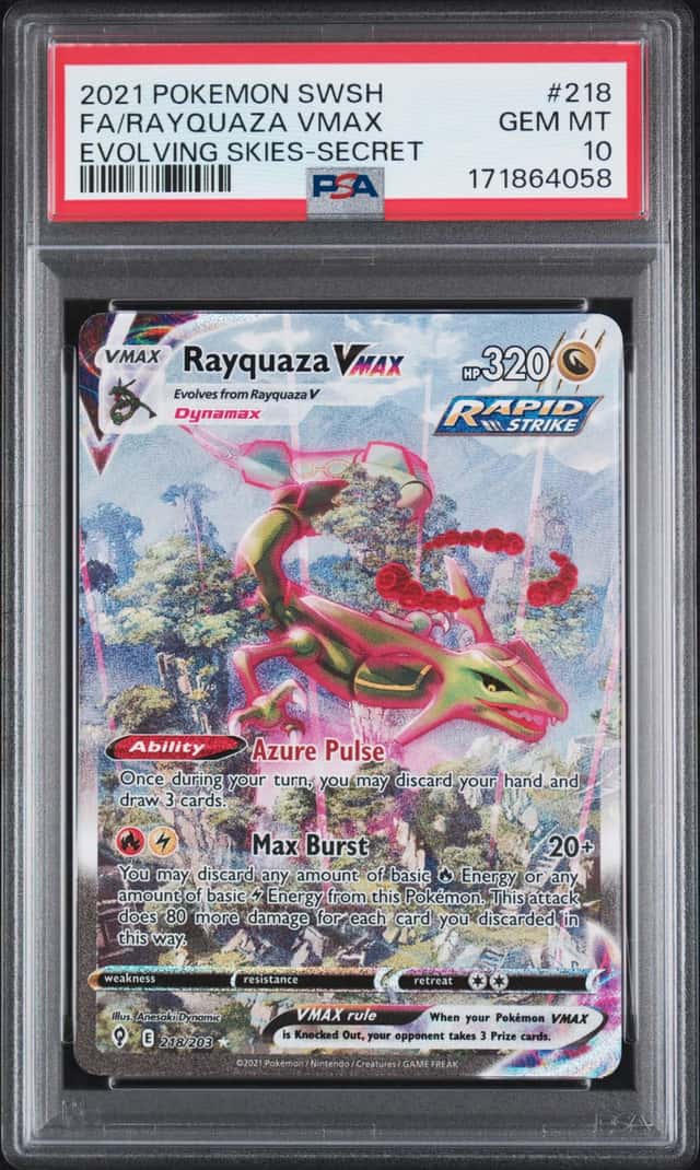 2021 Pokemon SWSH Evolving Skies Rayquaza VMAX #218/203 PSA 10 GEM MINT