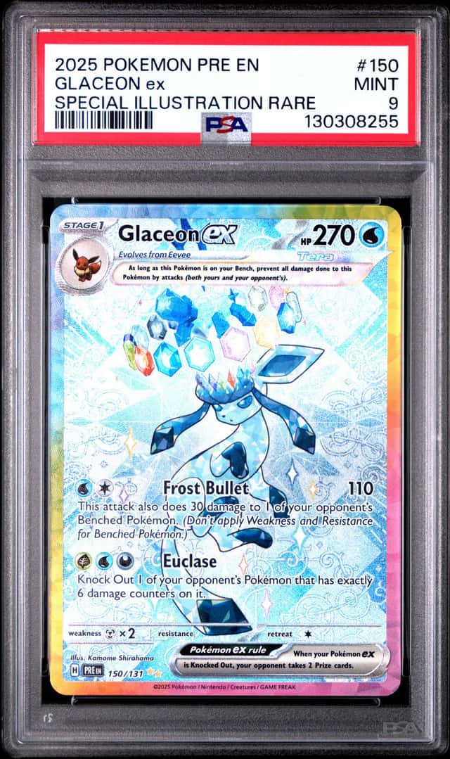GLACEON EX PSA 9 2025 POKEMON PRISMATIC EVOLUTIONS #150/131 PRE EN SIR 8255