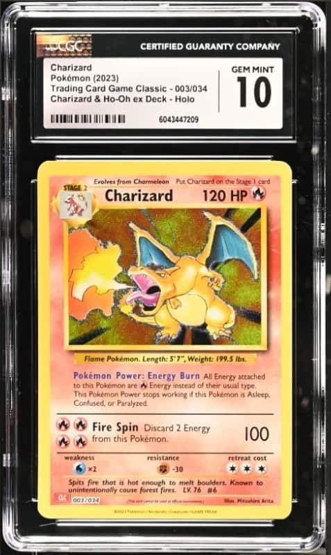 Pokémon Charizard 2023 TCG Classic #003/034 Charizard & Ho-Oh ex Dk Holo CGC 10
