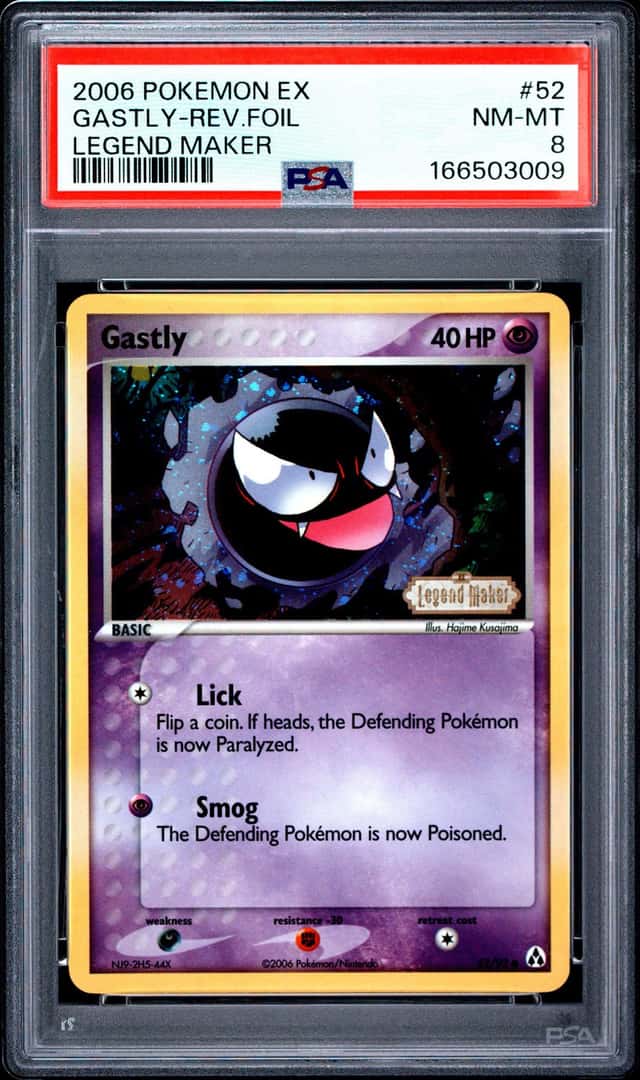 2006 POKEMON EX LEGEND MAKER #52 GASTLY-REVERSE FOIL PSA 8