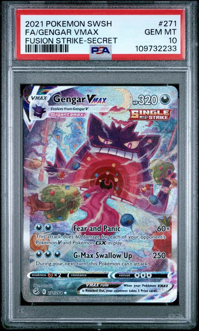 2021 Pokemon SWSH Fusion Strike Secret #271 FA Gengar VMax PSA 10 GEM MINT