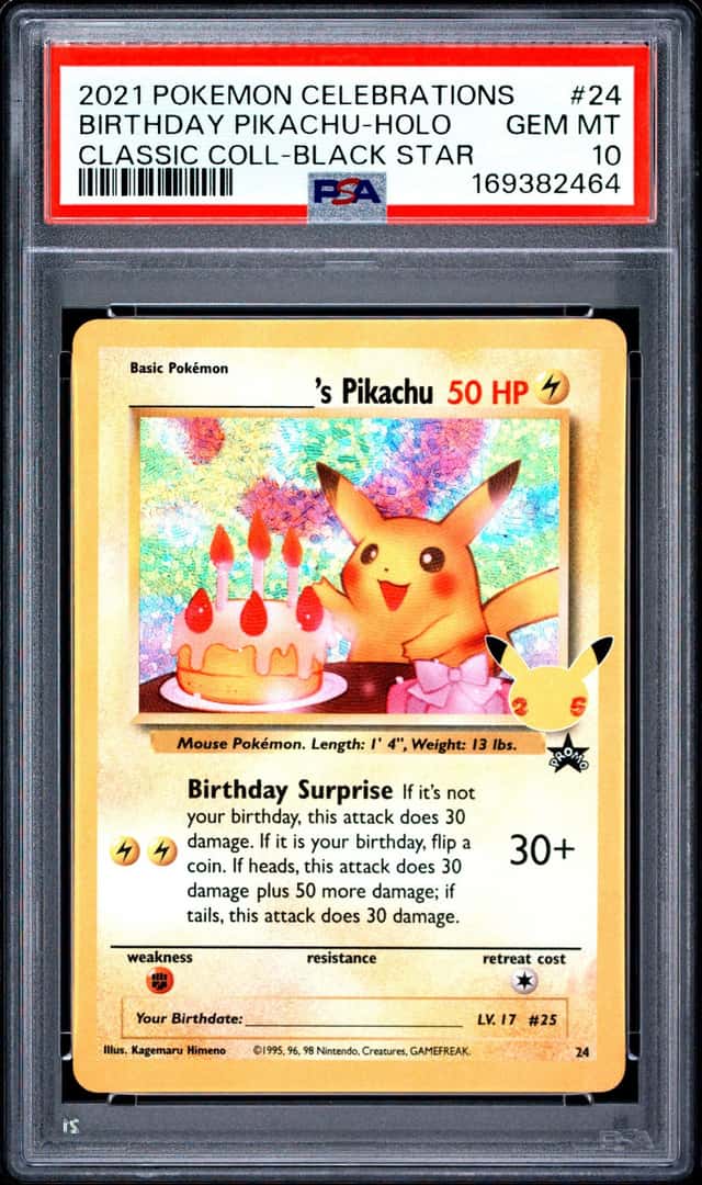 2021 POKEMON CELEBRATIONS CLASSIC COLLECTION #24 BIRTHDAY PIKACHU-HOLO PSA 10