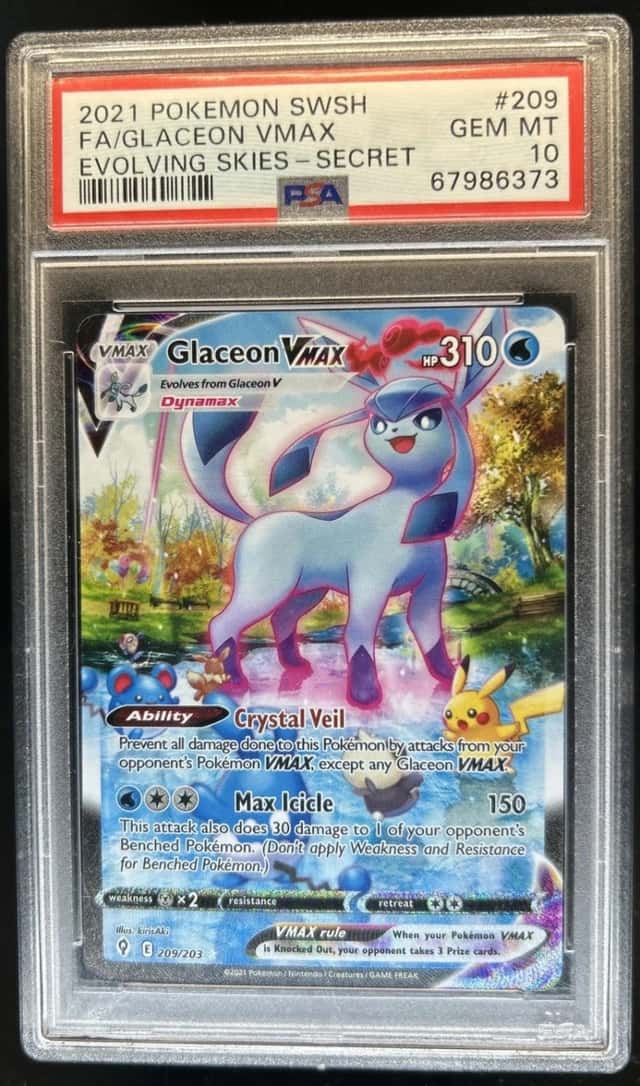 2021 Pokemon SWSH Evolving Skies Glaceon VMAX #209/203 PSA 10 GEM MINT