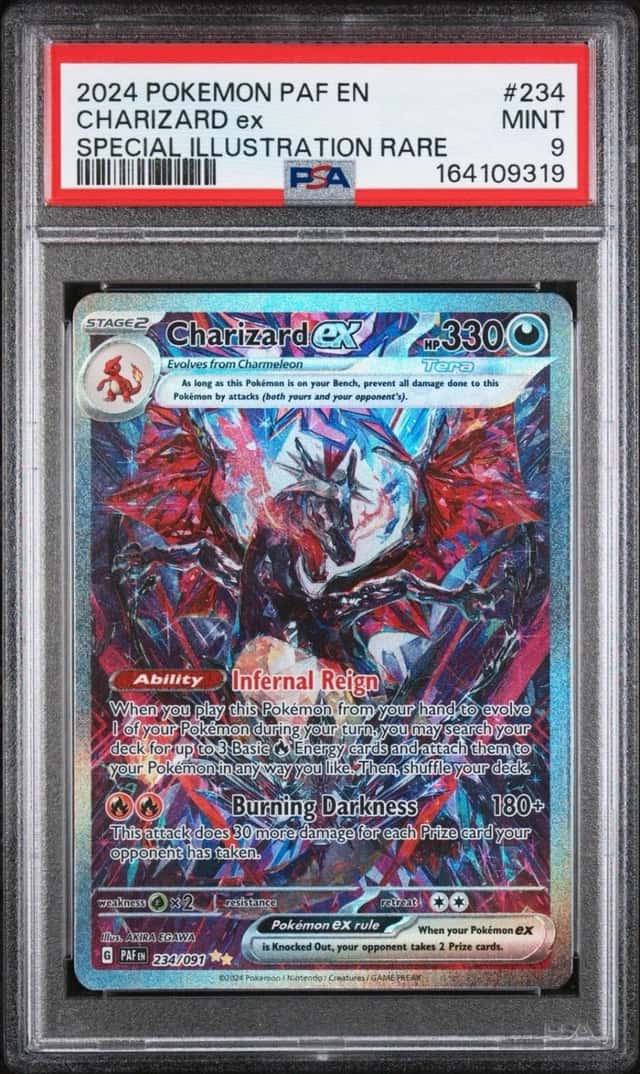 PSA 9 Mint 2024 Pokemon Paf En Special Illustration Rare #234 Charizard Ex