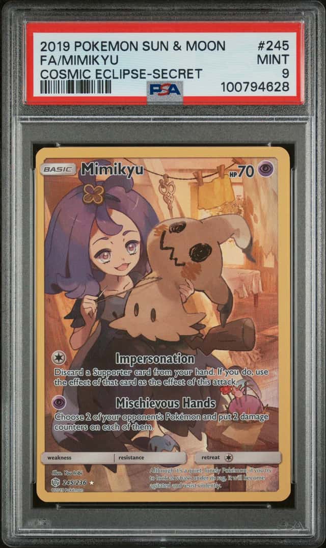 2019 Pokemon Mimikyu #245 Pokemon Cosmic Eclipse PSA 9