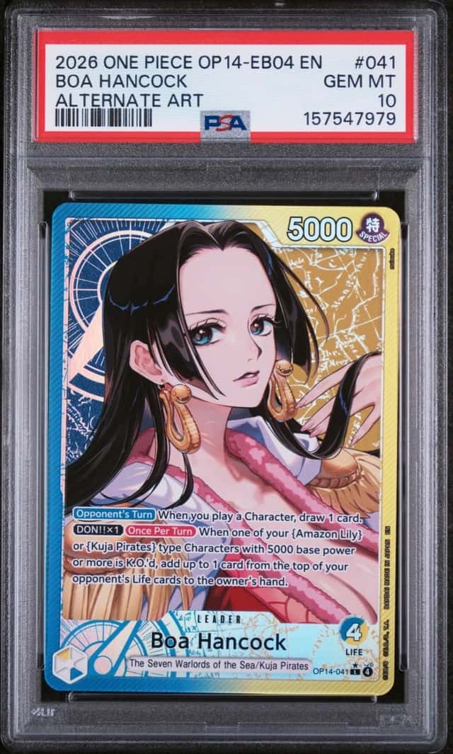 2026 ONE PIECE OP14-EB04-THE AZURE SEA'S SEVEN ALTERNATE ART BOA HANCOCK PSA 10