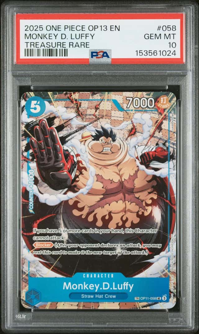 2025 One Piece Monkey D. Luffy Treasure Rare #OP11-058 PSA 10 GEM MINT