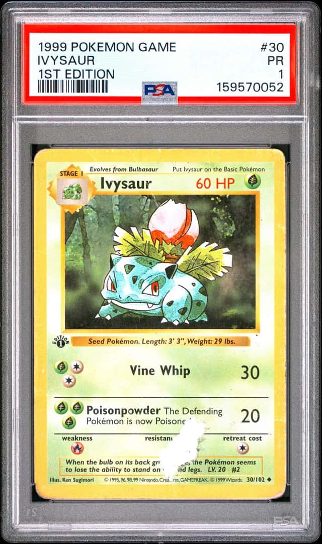 1999 POKEMON BASE SET 1ST EDITION #30 IVYSAUR PSA 1