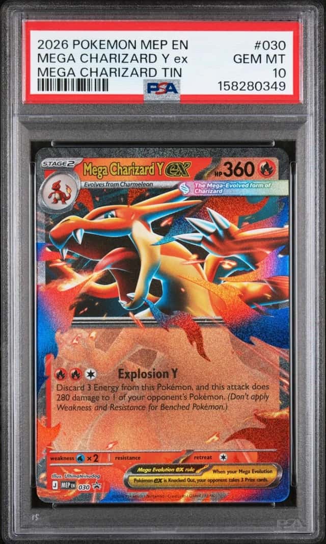 2026 POKEMON MEGA CHARIZARD TIN BLACK STAR PROMO #030 MEGA CHARIZARD Y EX PSA 10