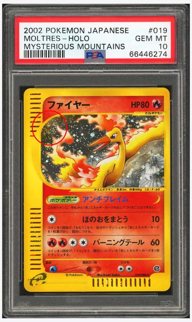 PTCG 宝可梦 PSA 10分 火焰鸟（漩涡） 2002 019/088 ★H e5 补充包 神秘山域 1ED 日文