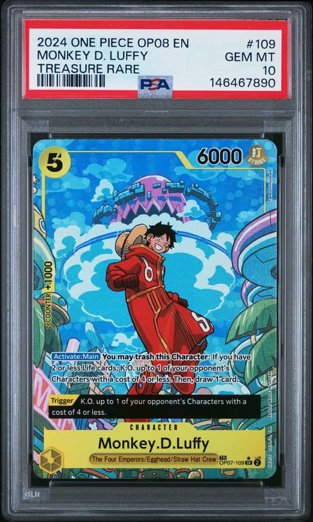 2024 One Piece Two Legends Monkey D. Luffy Treasure Rare #OP07-109 PSA 10