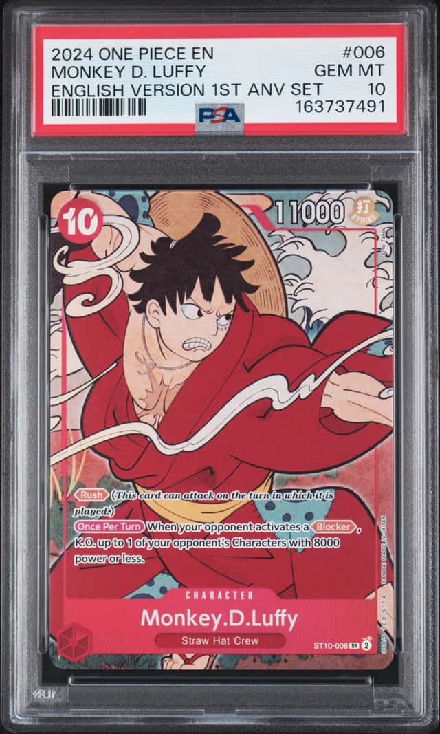 PSA 10 Monkey D. Luffy #006 2024 One Piece English 1st Anniversary Set ST10-008