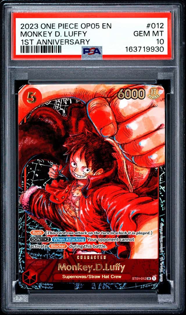 2023 One Piece OP05 En 1st Anniversary #012 Monkey D. Luffy PSA 10 GEM MINT