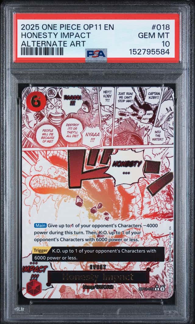 2025 One Piece OP11 En Alternate Art #018 Honesty Impact PSA 10 GEM MINT