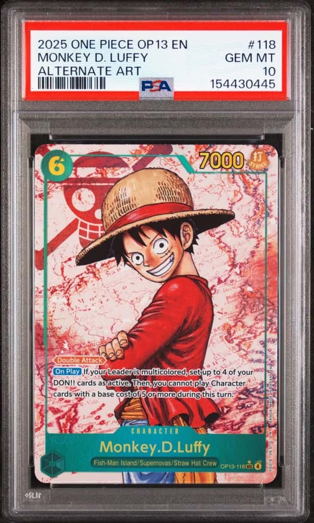 2025 ONE PIECE OP13-CARRYING ON HIS WILL ALTERNATE ART MONKEY D. LUFFY PSA 10
