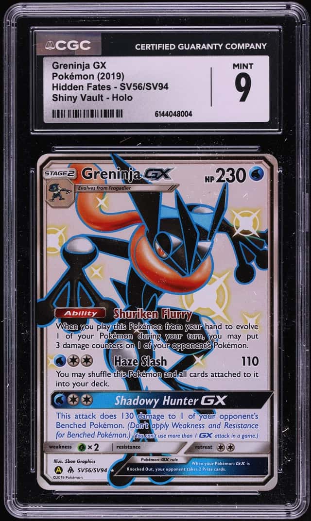 2019 Pokemon Sun & Moon Hidden Fates Vault Full Art Greninja GX #SV56 CGC 9 MINT