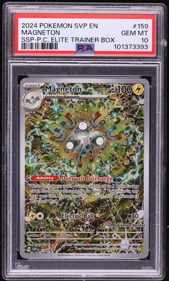 2024 Pokemon SV Promo Surging Sparks Center ETB Full Art Magneton #159 PSA 10 GEM MINT