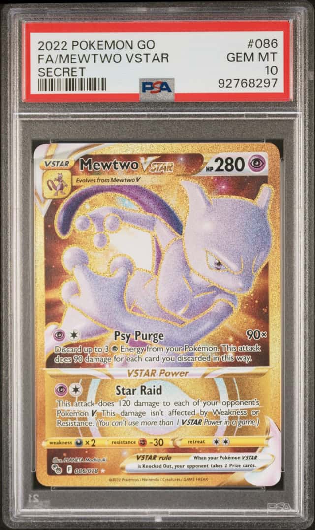 2022 Pokemon Sword & Shield GO Gold Rare Mewtwo VSTAR #86 PSA 10 GEM MINT