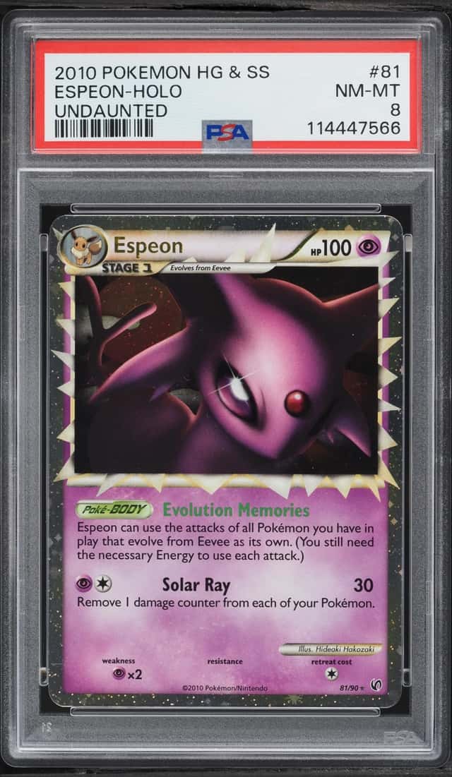 2010 Pokemon HeartGold & SoulSilver Undaunted Holo Espeon #81 PSA 8 NM-MT