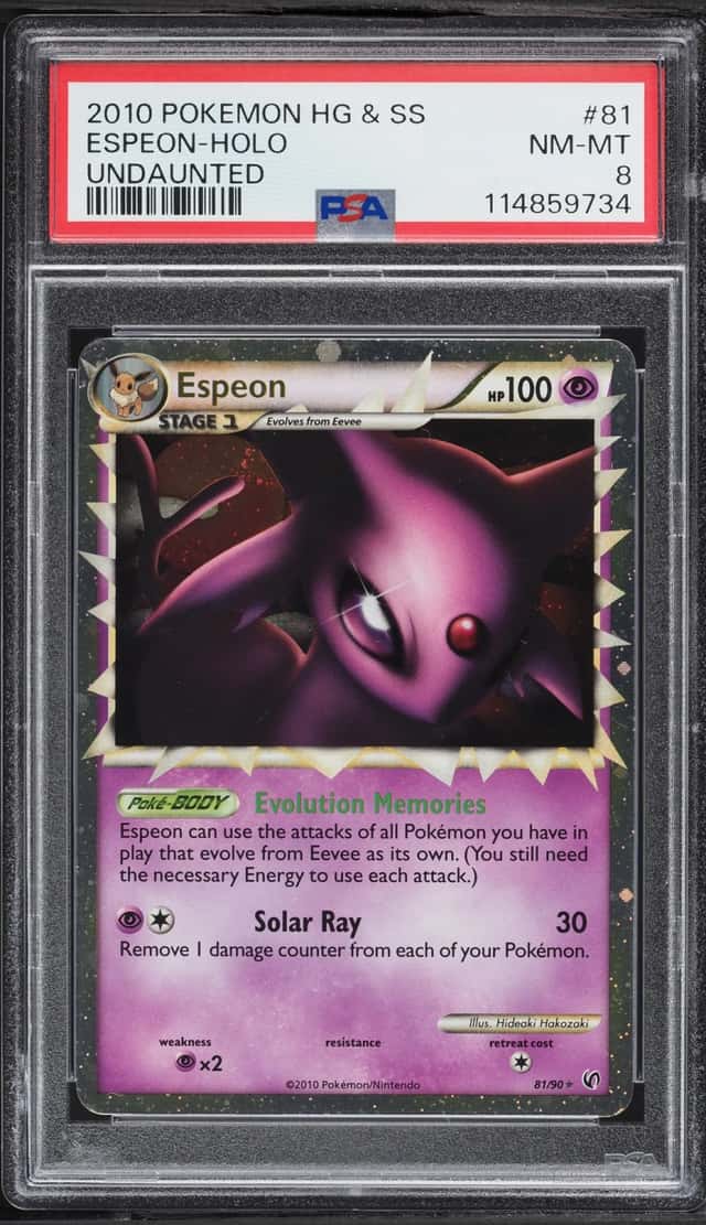 2010 Pokemon HeartGold & SoulSilver Undaunted Holo Espeon #81 PSA 8 NM-MT