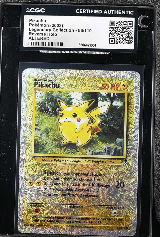 2002 Pokemon Legendary Collection Reverse Holo Pikachu #86 CGC ALTERED AUTH