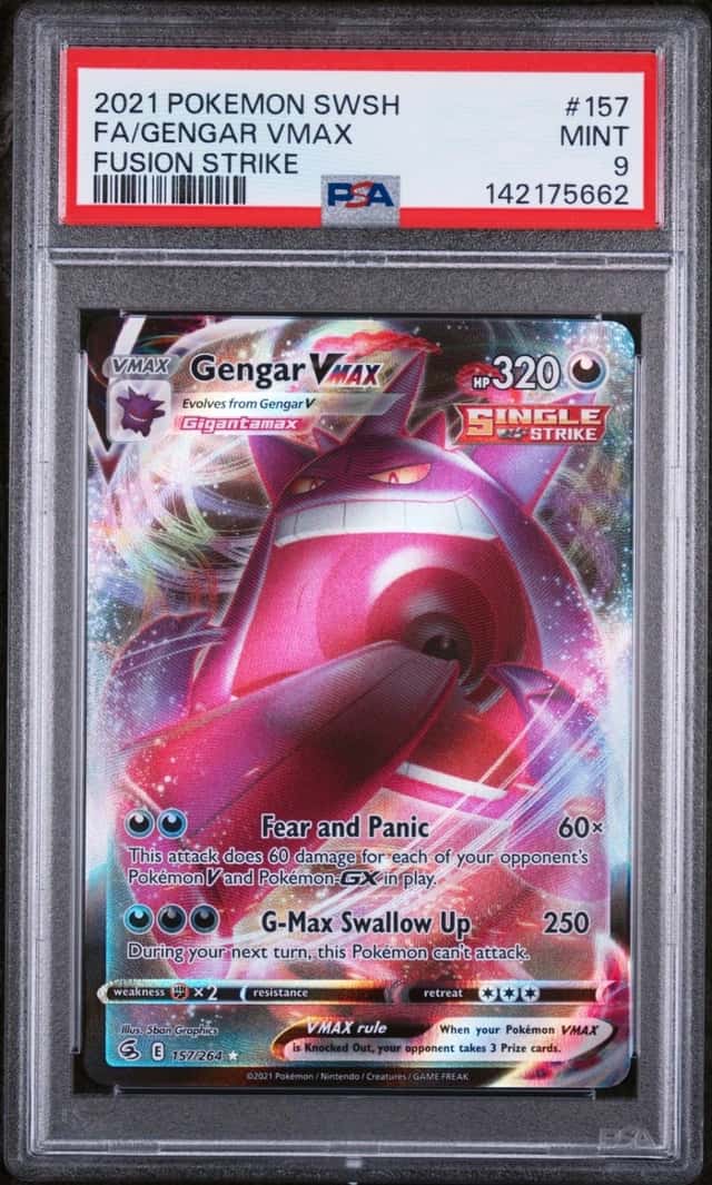 2021 POKEMON SWORD & SHIELD FUSION STRIKE #157 FULL ART/GENGAR VMAX PSA 9