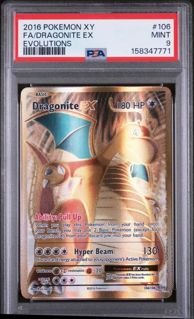 2016 POKEMON XY EVOLUTIONS #106 FULL ART/DRAGONITE EX PSA 9