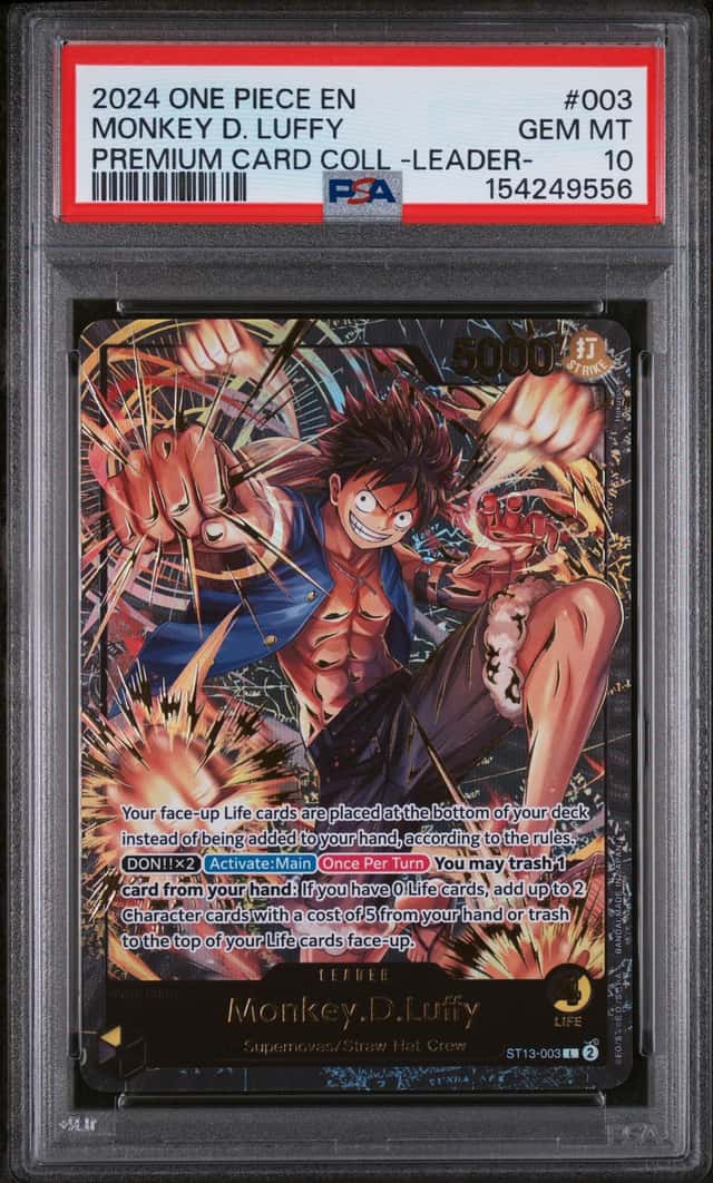 Namco One Piece CCG Monkey D. Luffy ST13-003 Promo Foil EN Leader 5000 PSA 10