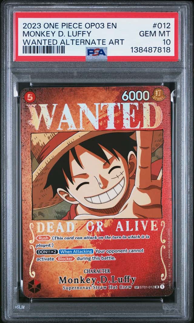 One Piece Monkey D Luffy WANTED Alternate Art OP03 SP ST01 012 PSA 10
