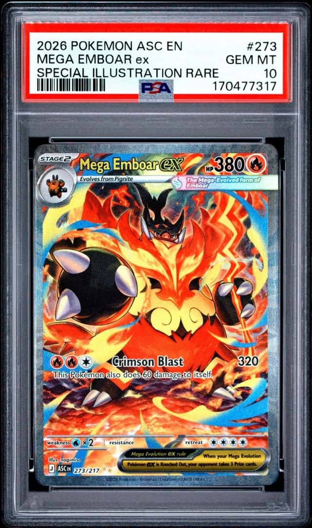 2026 POKEMON ASCENDED HEROES SPECIAL ILLUSTRATION RARE MEGA EMBOAR EX PSA 10