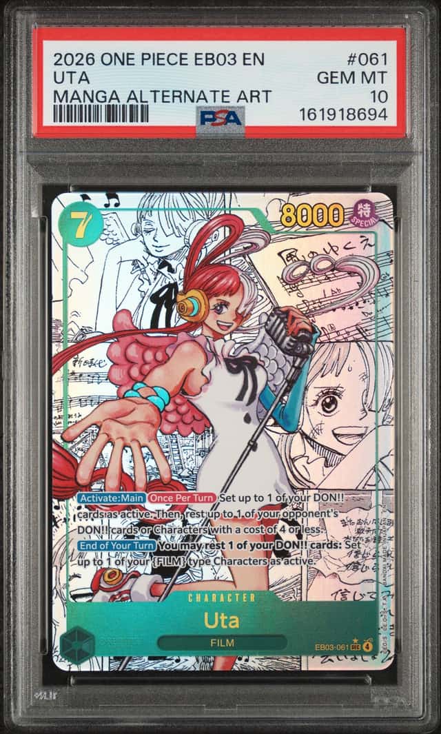 2026 One Piece Heroines Uta Secret Rare Manga Alt Art #EB03-061 PSA 10