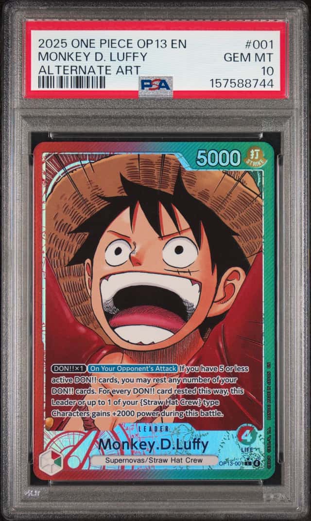 2025 ONE PIECE OP13-CARRYING ON HIS WILL ALTERNATE ART MONKEY D. LUFFY PSA 10