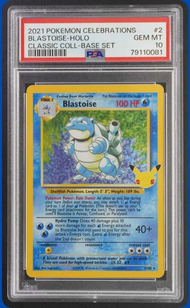 2021 POKEMON SWSH CELEBRATIONS CLASSIC COLLECTION #2/102 BLASTOISE HOLO PSA 10