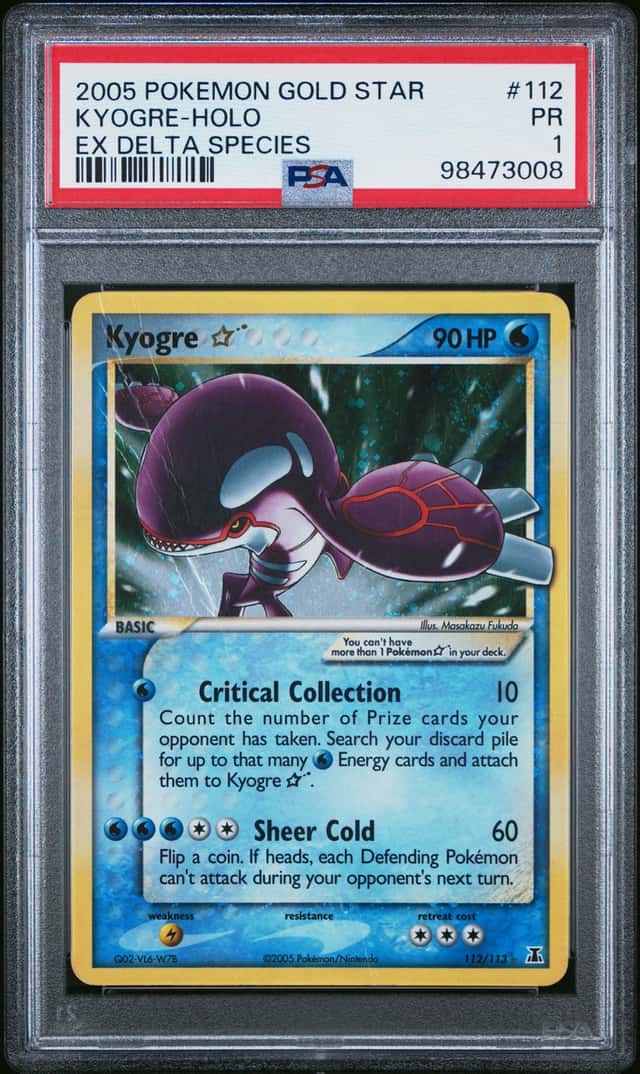 2005 Pokemon Gold Star Kyogre Holo EX Delta Species PSA 1