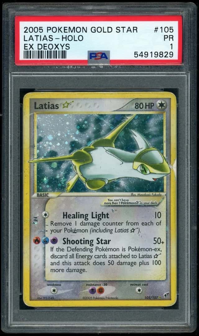 2005 Pokemon Gold Star Latias Holo EX Deoxys PSA 1