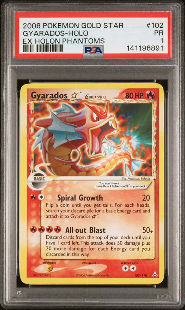 2006 Pokemon Gold Star Gyarados Holo EX Holon Phantoms PSA 1