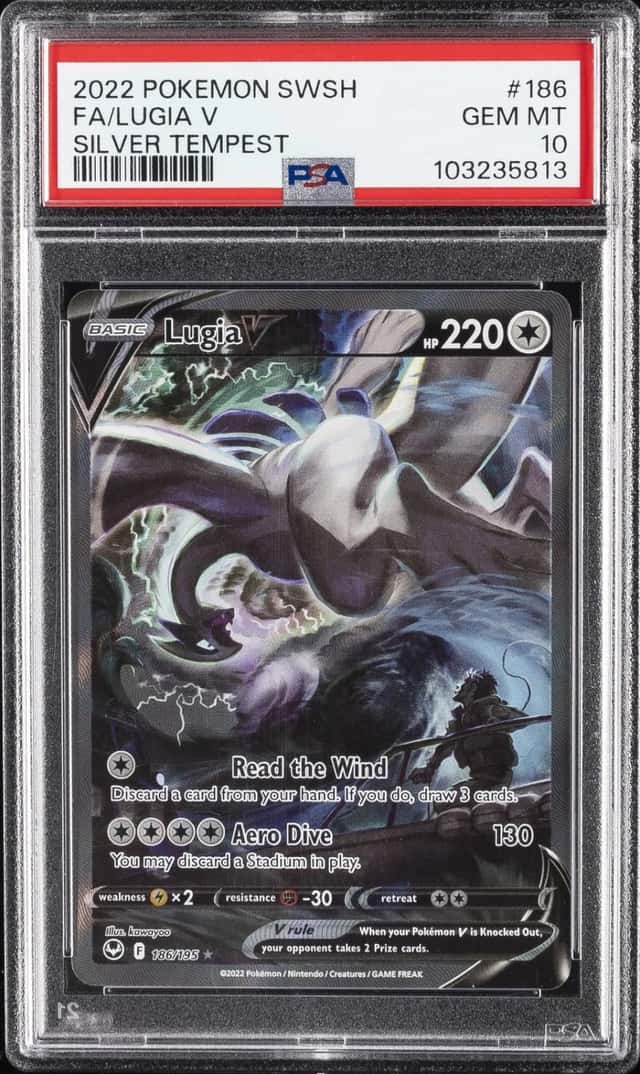 2022 POKEMON SWORD & SHIELD SILVER TEMPEST #186 FULL ART/LUGIA V PSA 10